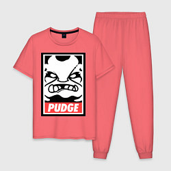 Пижама хлопковая мужская Pudge Poster цвета коралловый — фото 1