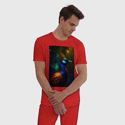Пижама хлопковая мужская Райская птичка - нейросеть, цвет: красный — фото 2