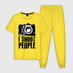 Пижама хлопковая мужская Shoot photographer, цвет: желтый