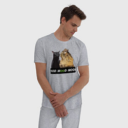 Пижама хлопковая мужская Черный и рыжий кот - Mood, цвет: меланж — фото 2