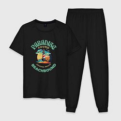 Пижама хлопковая мужская Райский пляж, цвет: черный