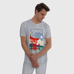 Пижама хлопковая мужская Tokyo - japan, цвет: меланж — фото 2