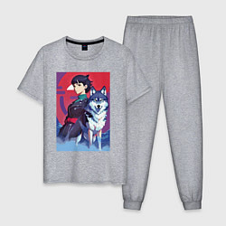 Мужская пижама Девочка со своим другом волком - аниме