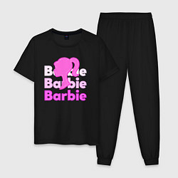 Пижама хлопковая мужская Логотип Барби объемный, цвет: черный