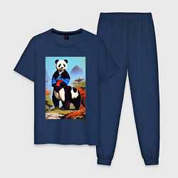 Пижама хлопковая мужская Пандатавр - шутка - нейросеть, цвет: тёмно-синий