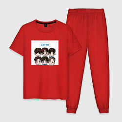 Пижама хлопковая мужская Чиби Астро, цвет: красный