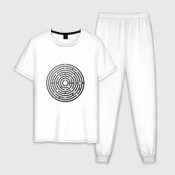 Пижама хлопковая мужская Серый круглый лабиринт, цвет: белый