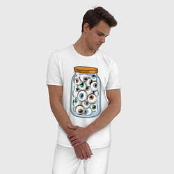 Пижама хлопковая мужская Глазки в банке, цвет: белый — фото 2