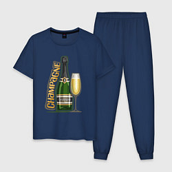 Пижама хлопковая мужская Шампанское, цвет: тёмно-синий