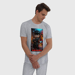 Пижама хлопковая мужская Roblox man, цвет: меланж — фото 2