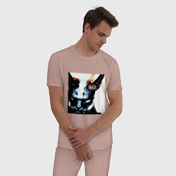 Пижама хлопковая мужская Slipkat Meowa, цвет: пыльно-розовый — фото 2