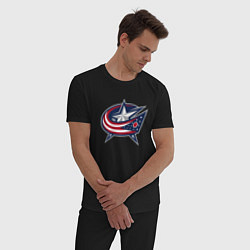 Пижама хлопковая мужская Columbus blue jackets - hockey team - emblem, цвет: черный — фото 2