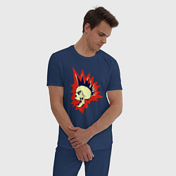 Пижама хлопковая мужская Scream punk, цвет: тёмно-синий — фото 2