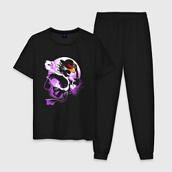 Пижама хлопковая мужская Луффи из ван писа - gear 5, цвет: черный