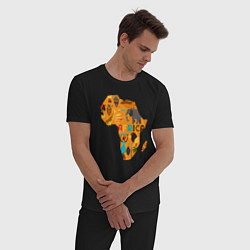 Пижама хлопковая мужская Красочная Африка, цвет: черный — фото 2