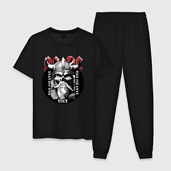 Пижама хлопковая мужская AC DC рок на вечно, цвет: черный