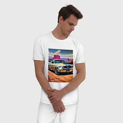 Пижама хлопковая мужская Авто Мустанг, цвет: белый — фото 2