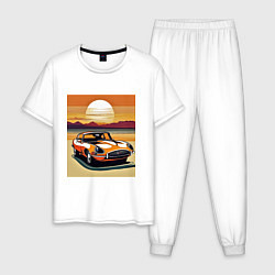 Пижама хлопковая мужская Авто Ягуар, цвет: белый