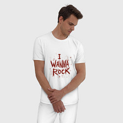 Пижама хлопковая мужская I Wanna Rock - Я хочу зажигать, цвет: белый — фото 2