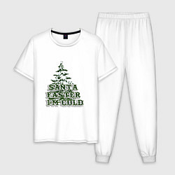 Пижама хлопковая мужская Новый год не за горами, цвет: белый