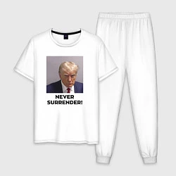Пижама хлопковая мужская Трамп в тюрьме, цвет: белый