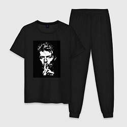 Пижама хлопковая мужская David Bowie - Silence, цвет: черный