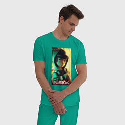 Пижама хлопковая мужская Персонаж Роблокс, цвет: зеленый — фото 2