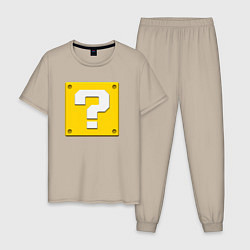Пижама хлопковая мужская Марио кубик вопросительный, цвет: миндальный