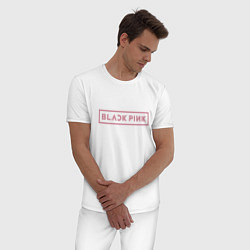 Пижама хлопковая мужская Black pink - logotype - South Korea, цвет: белый — фото 2
