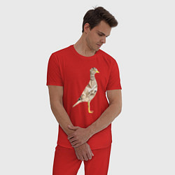 Пижама хлопковая мужская Авдотка птица в стиле Low Poly, цвет: красный — фото 2