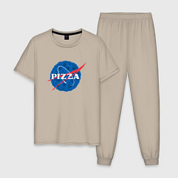 Пижама хлопковая мужская Pizza x NASA, цвет: миндальный