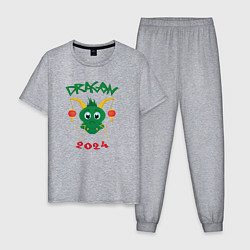 Пижама хлопковая мужская Дракоша 2024, цвет: меланж