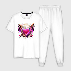 Мужская пижама Светящее сердце с крыльями