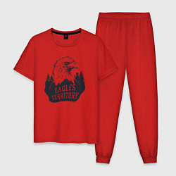 Пижама хлопковая мужская Территория орлов, цвет: красный