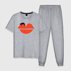 Пижама хлопковая мужская Kiss cat, цвет: меланж