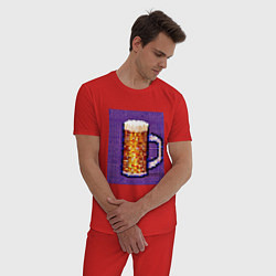 Пижама хлопковая мужская Бокал пенного пива, цвет: красный — фото 2