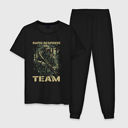 Пижама хлопковая мужская Rapid response team, цвет: черный