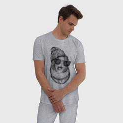 Пижама хлопковая мужская Морская свинка модница, цвет: меланж — фото 2