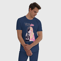 Пижама хлопковая мужская Уэнсдей и Барби - сплит, цвет: тёмно-синий — фото 2