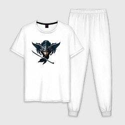 Пижама хлопковая мужская Эмблема самурая, цвет: белый