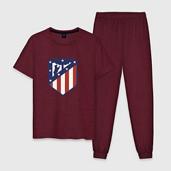 Пижама хлопковая мужская Atletico Madrid FC, цвет: меланж-бордовый