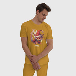 Пижама хлопковая мужская Happy Dragon year 2024, цвет: горчичный — фото 2