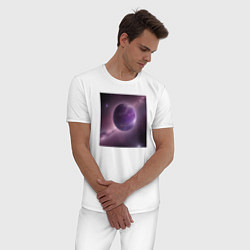 Пижама хлопковая мужская Планета фиолет, цвет: белый — фото 2