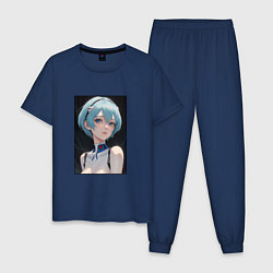 Пижама хлопковая мужская Аянами Рей из аниме и манги Евангелион, цвет: тёмно-синий
