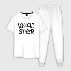 Пижама хлопковая мужская Рок звезда, цвет: белый