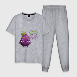 Пижама хлопковая мужская Баклажаново - баклажану фиолетово, цвет: меланж