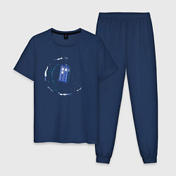 Пижама хлопковая мужская Tardis space, цвет: тёмно-синий