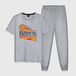 Пижама хлопковая мужская Basketball ground, цвет: меланж