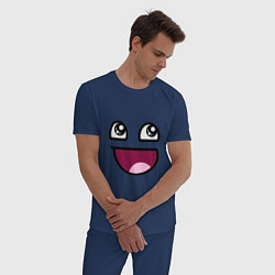 Пижама хлопковая мужская Trollface глаза с улыбкой, цвет: тёмно-синий — фото 2