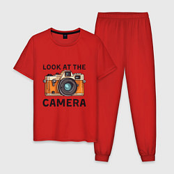 Пижама хлопковая мужская Смотри в мою камеру, цвет: красный